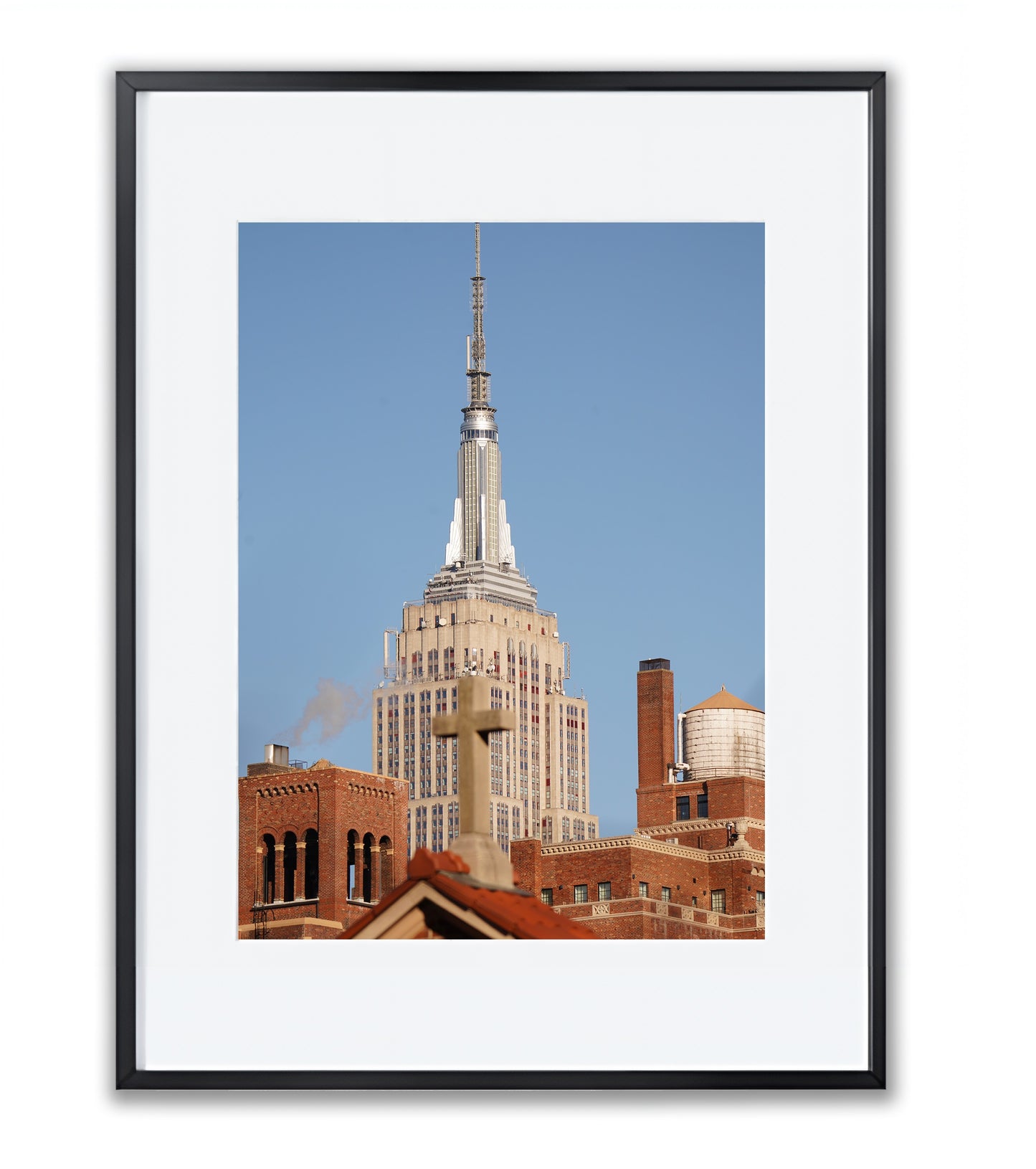 The Empire State building and the cross - Framed Photography Poster