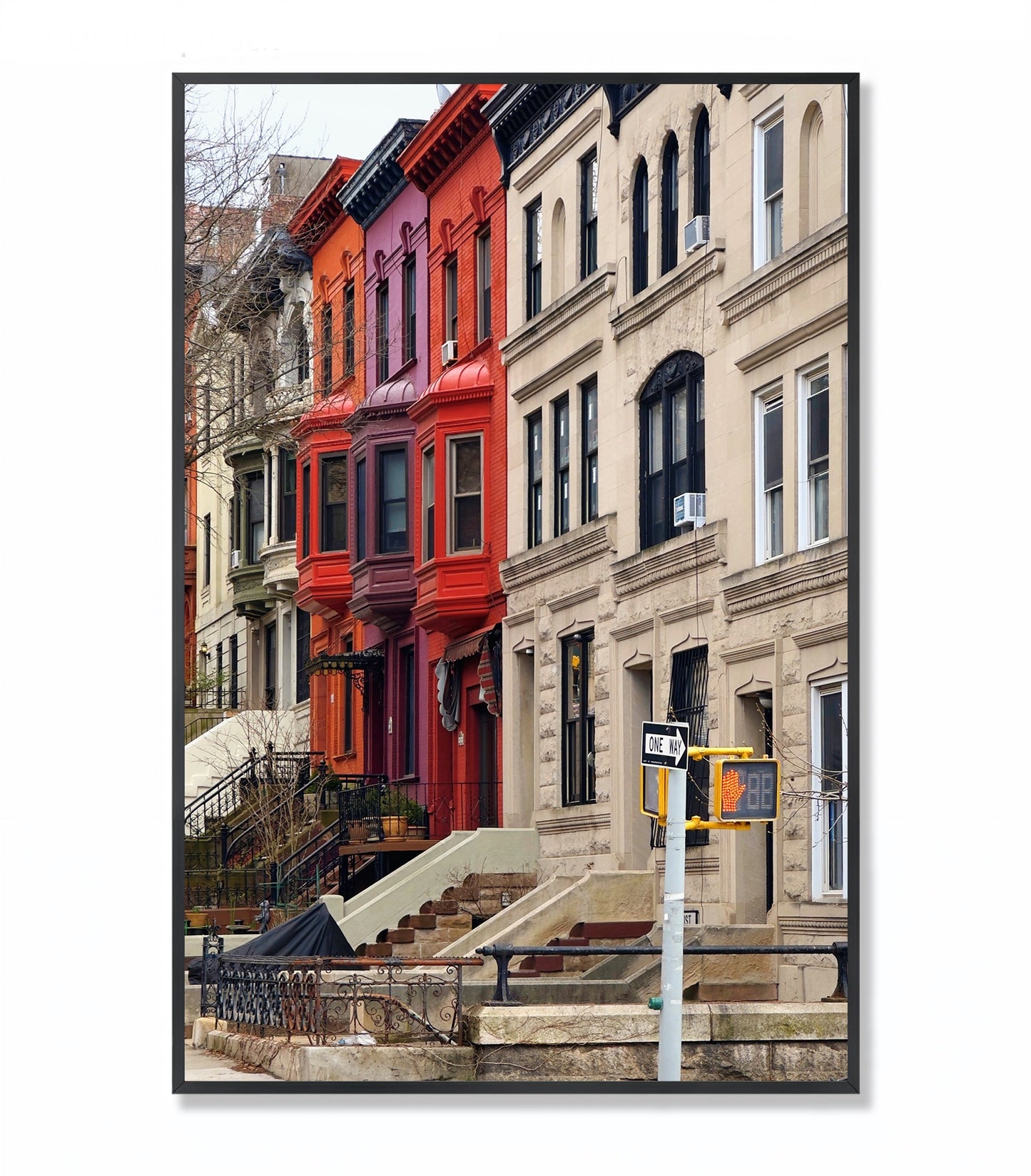 Manhattan colorful Houses - Framed Photography Poster