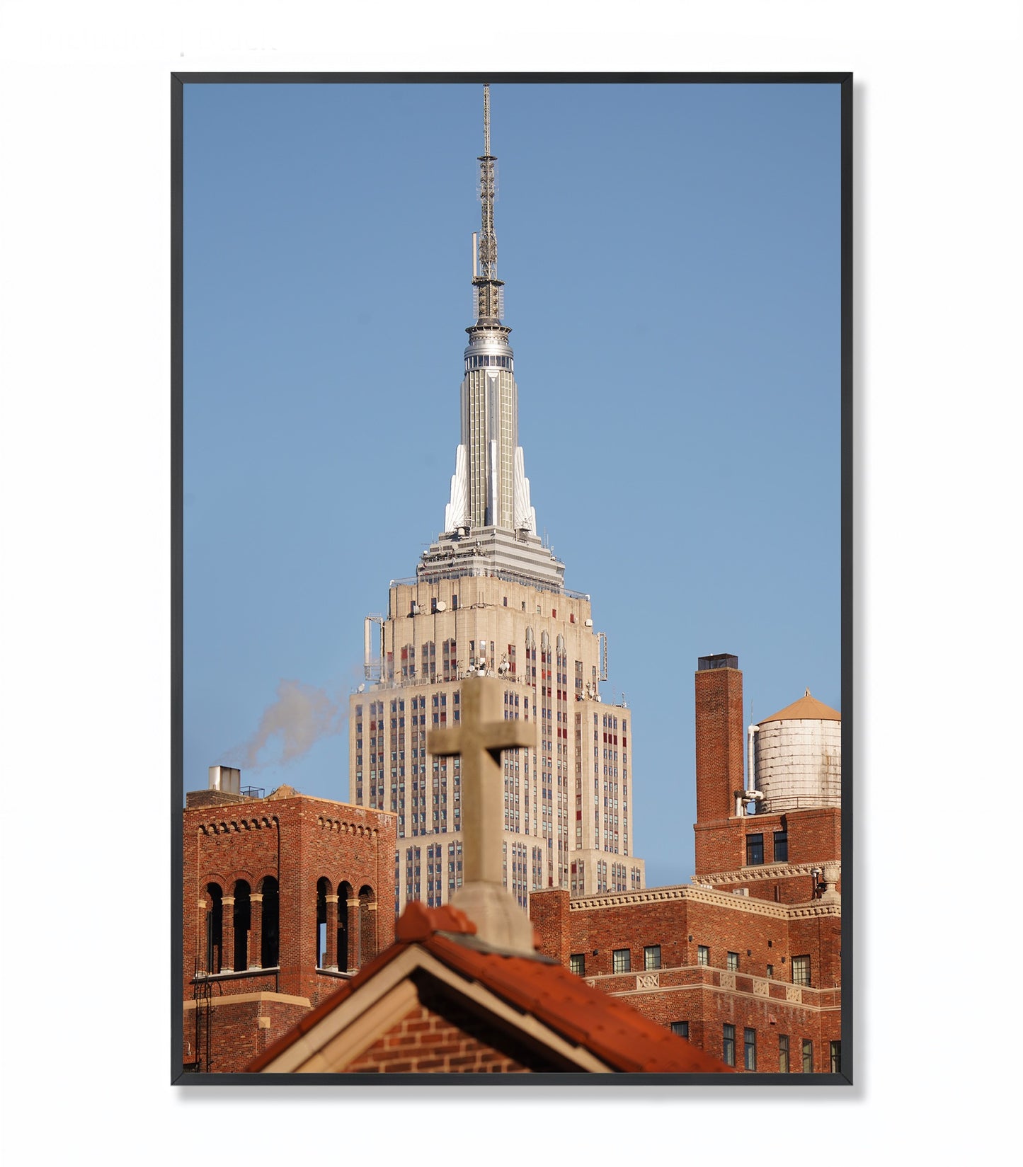 The Empire State building and the cross - Framed Photography Poster