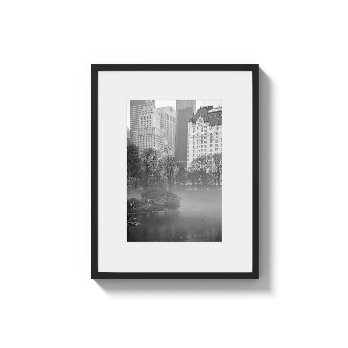 Urban Sanctuary in Fog: Central Park Scene - Framed Photography Print