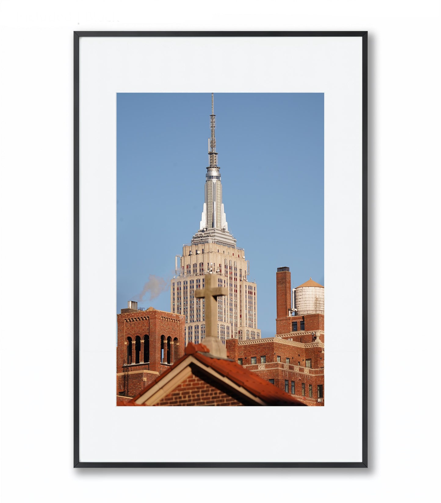 The Empire State building and the cross - Framed Photography Poster