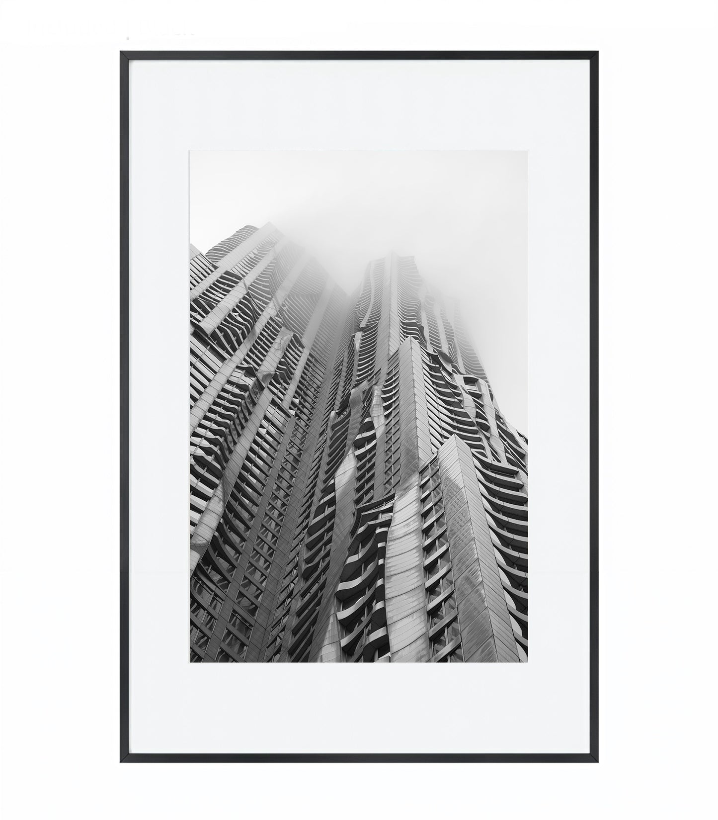 Sculpted in Mist: Framed Gehry Building, NYC - Framed Photography Print