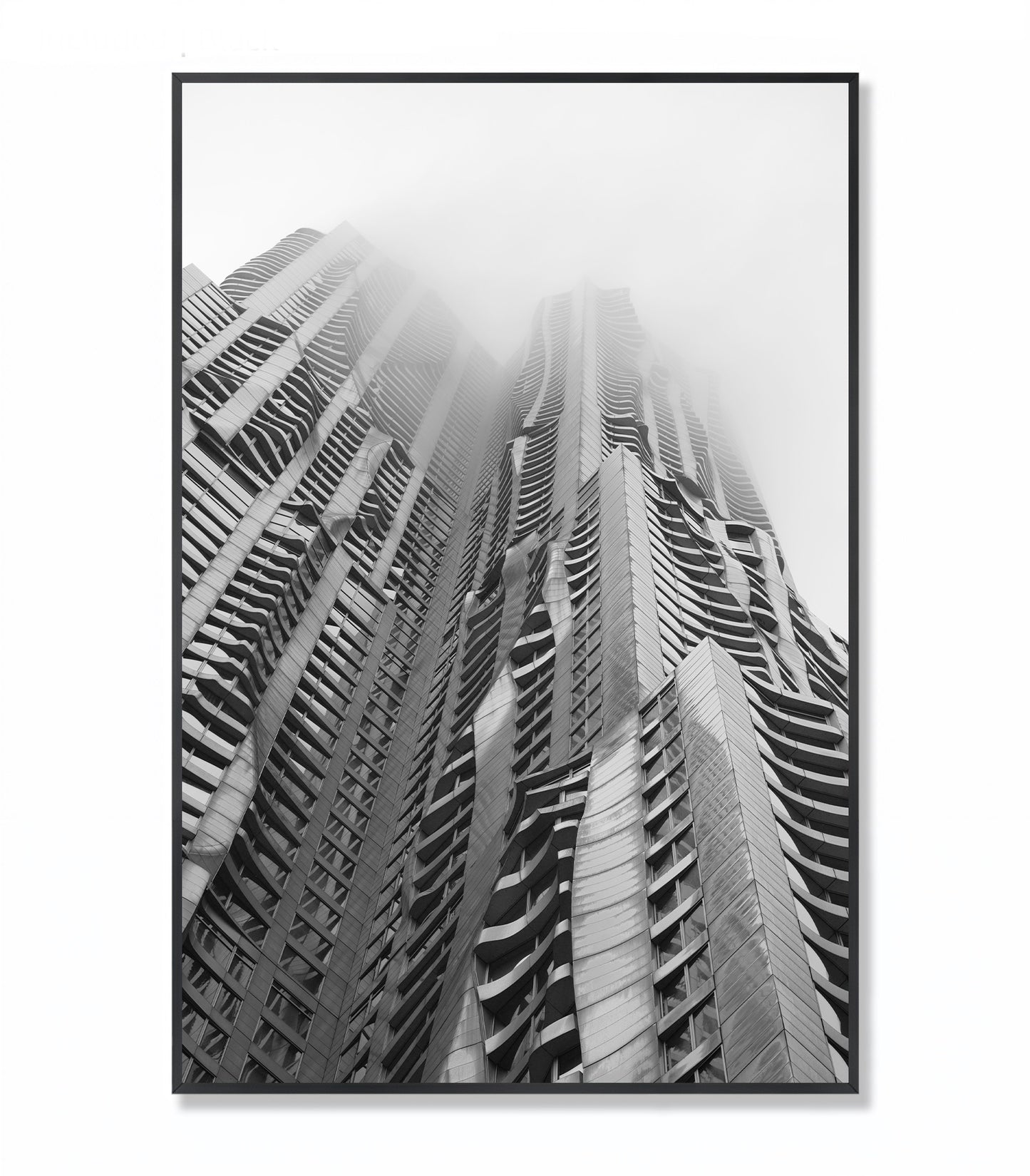 Sculpted in Mist: Framed Gehry Building, NYC - Framed Photography Print