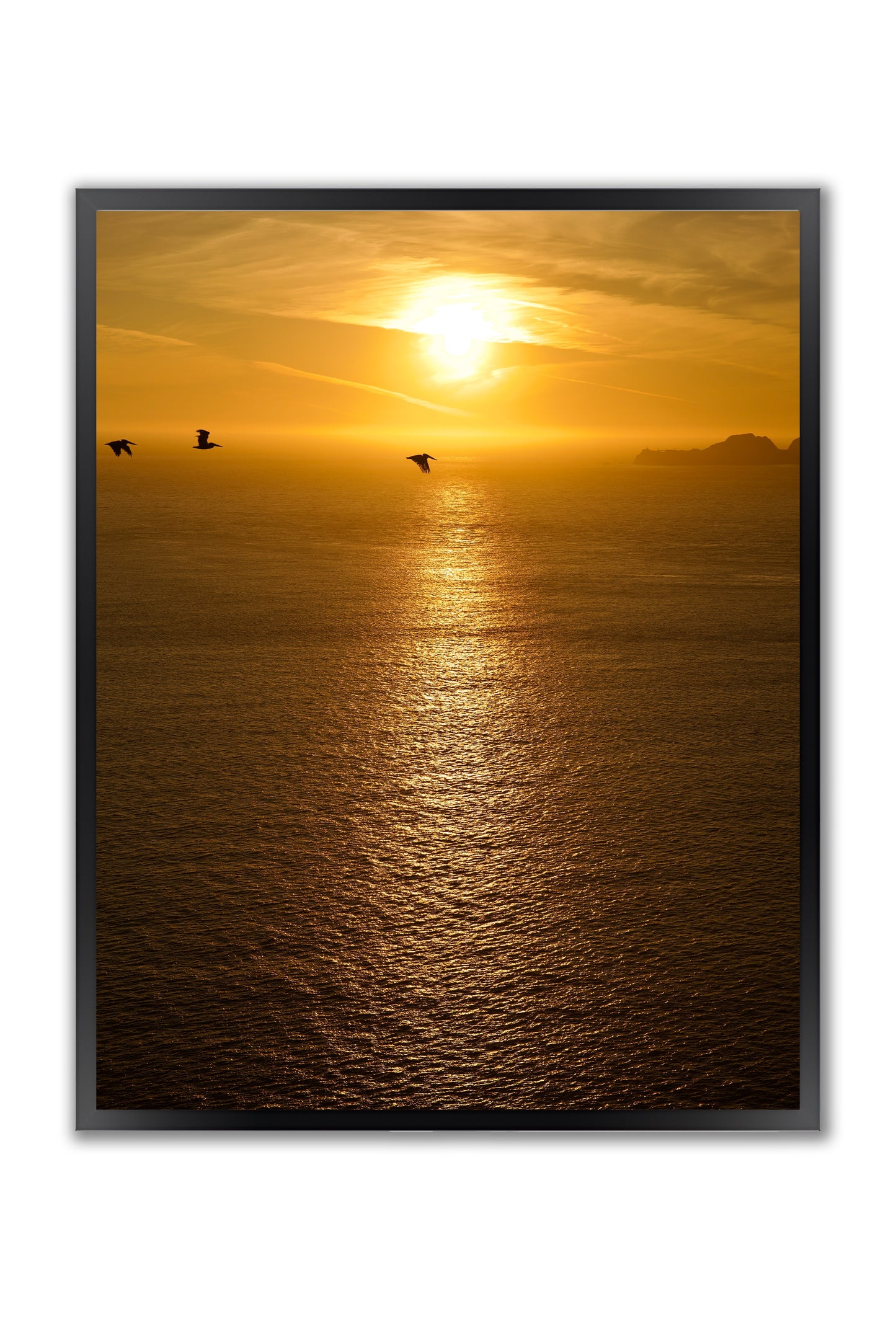 Golden Hour Serenity: Ocean Sunset in California - Framed Photography Print