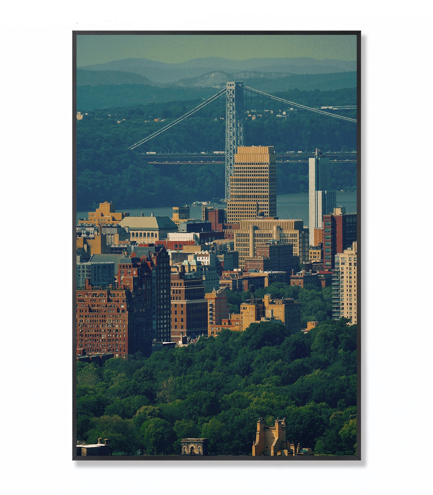 George Washington Bridge Over Green - Framed Photography Print