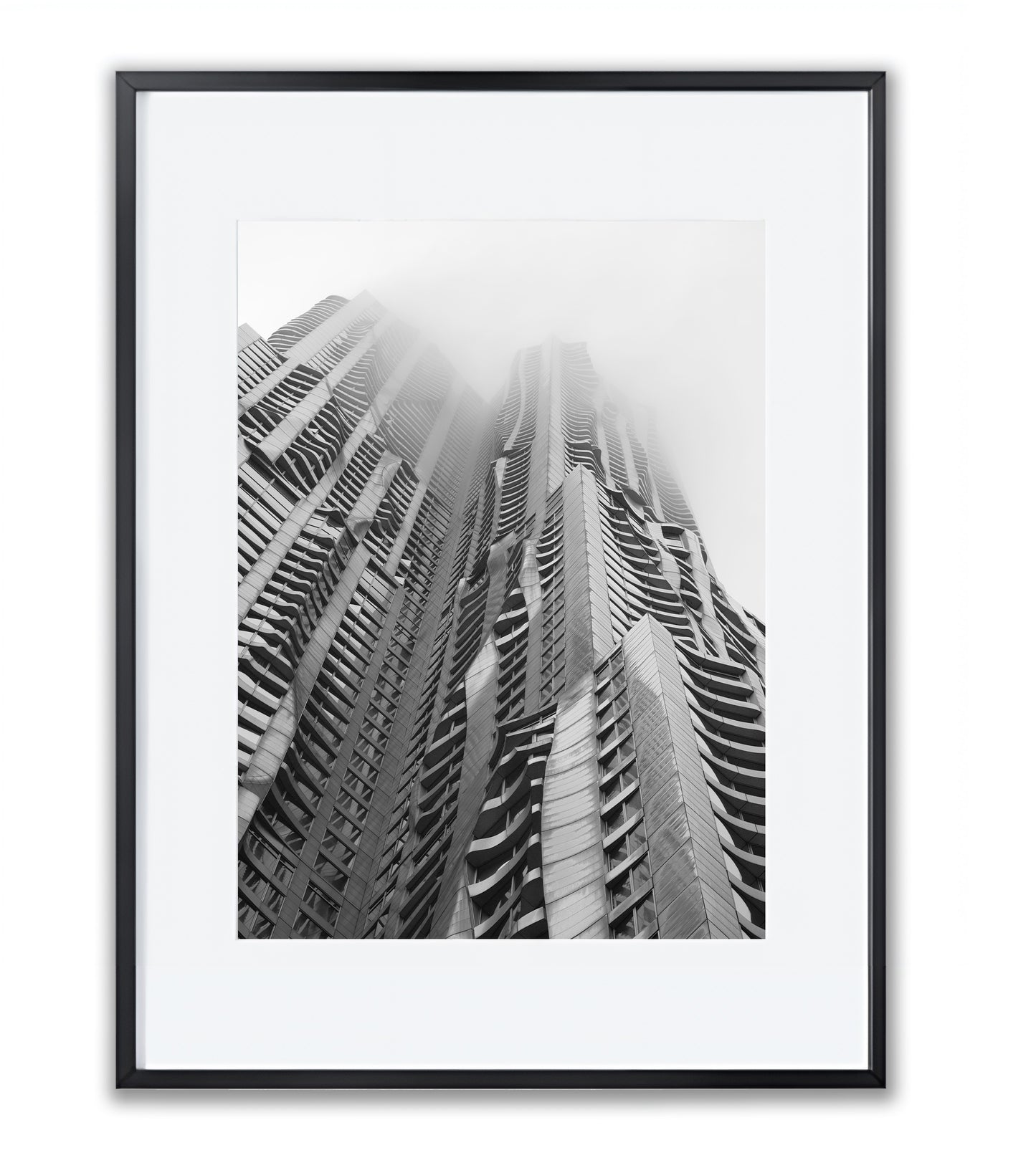 Sculpted in Mist: Framed Gehry Building, NYC - Framed Photography Print