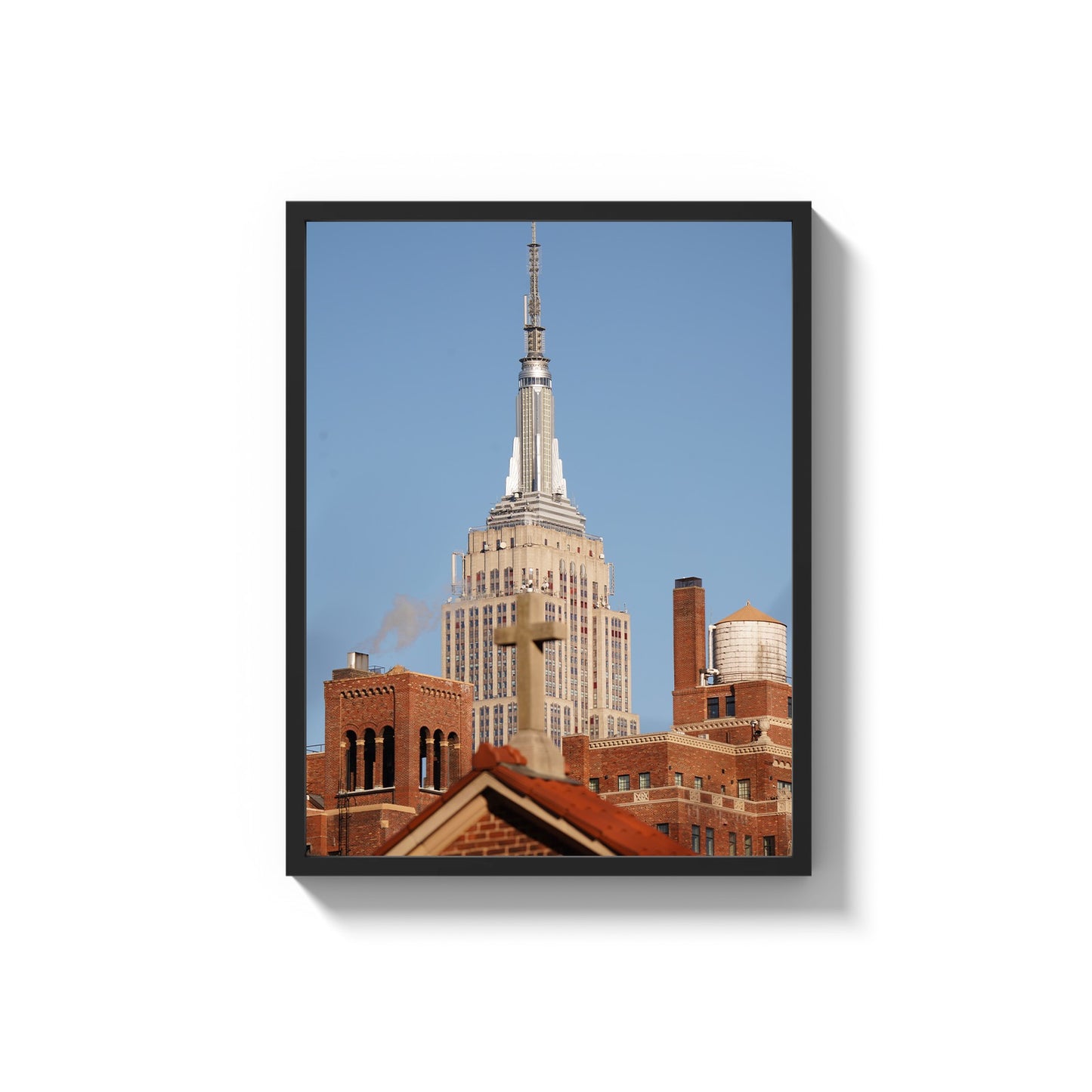 The Empire State building and the cross - Framed Photography Poster