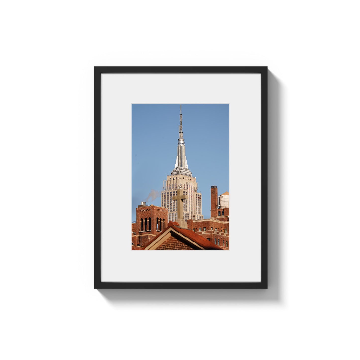 The Empire State building and the cross - Framed Photography Poster
