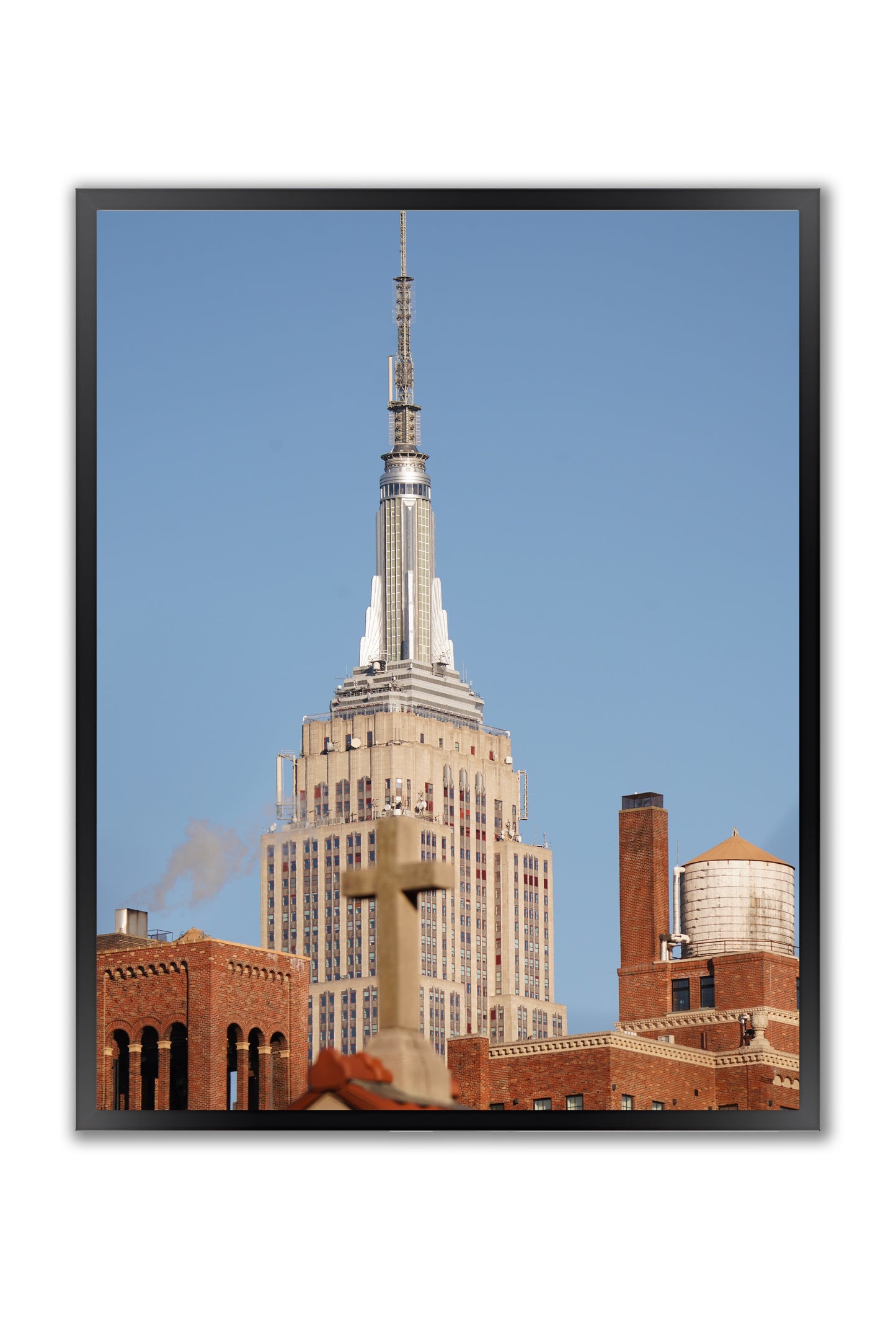 The Empire State building and the cross - Framed Photography Poster
