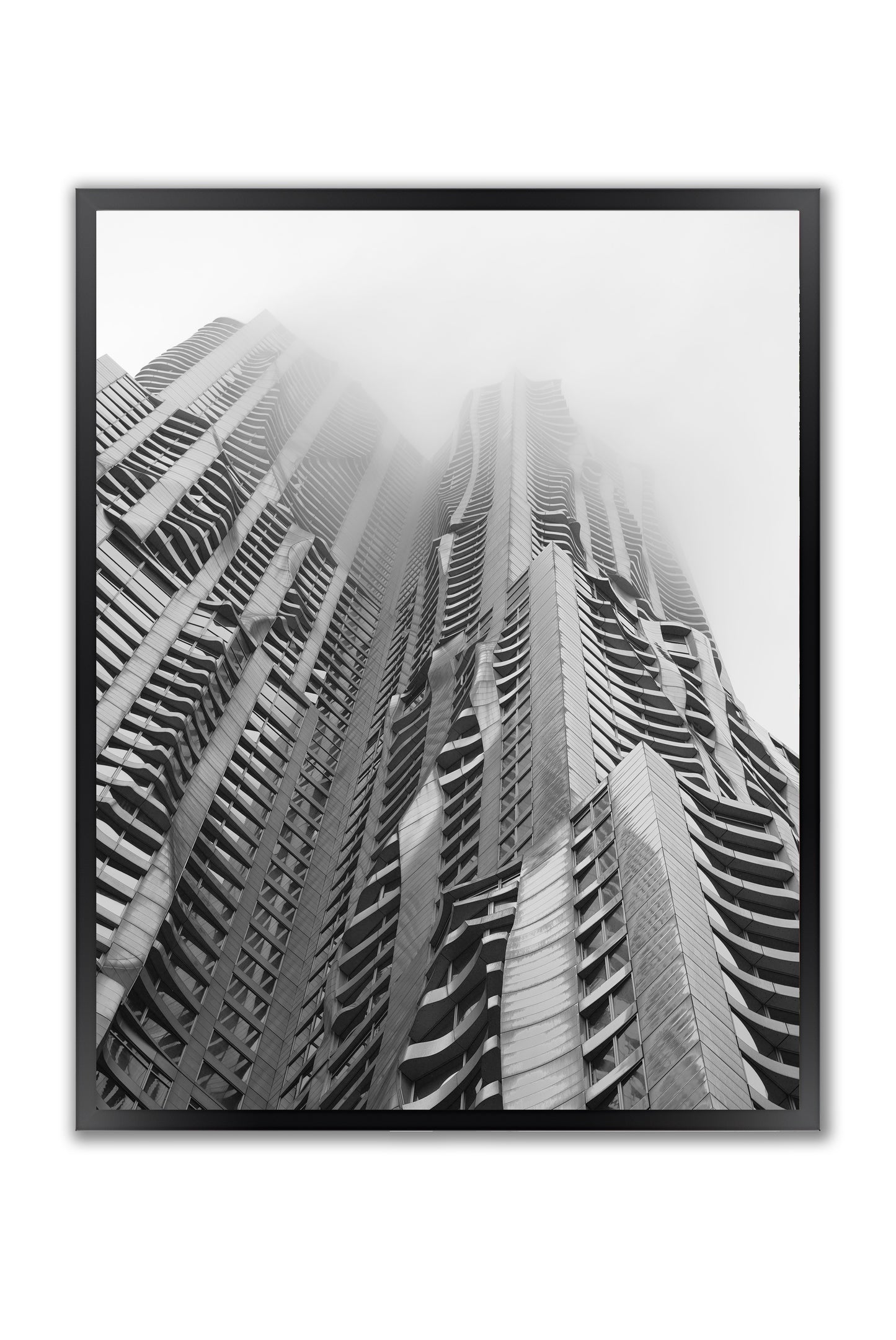 Sculpted in Mist: Framed Gehry Building, NYC - Framed Photography Print