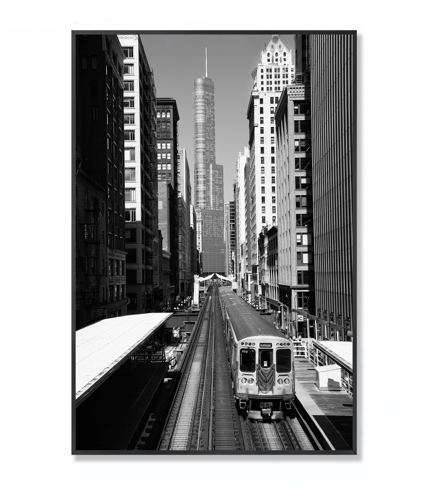 Chicago "L" and Trump Tower - Framed Photography Print
