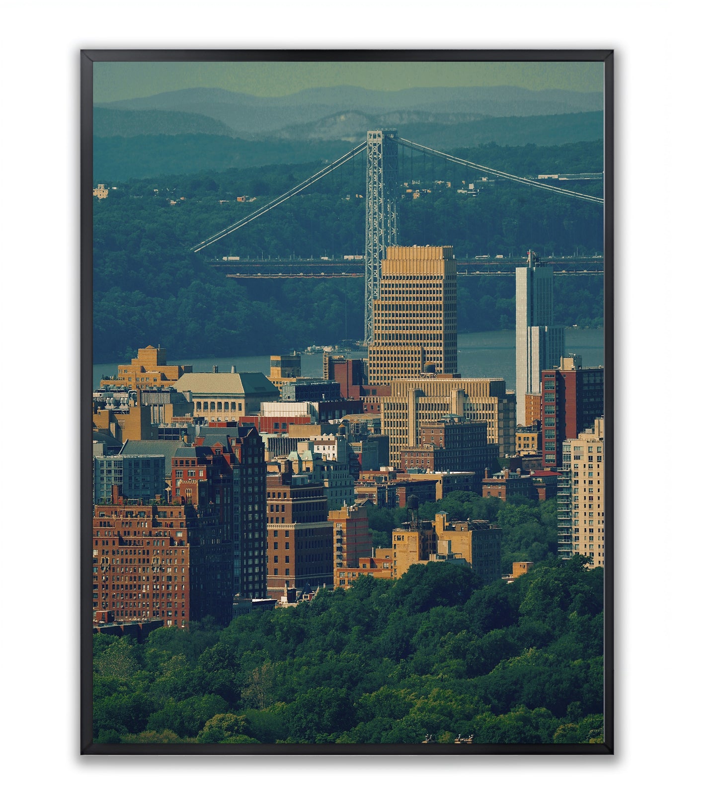 George Washington Bridge Over Green - Framed Photography Print