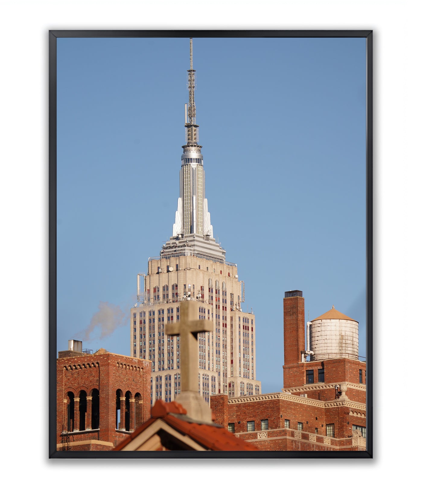 The Empire State building and the cross - Framed Photography Poster