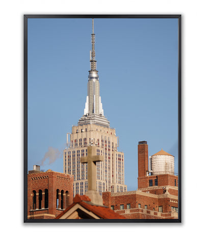 The Empire State building and the cross - Framed Photography Poster