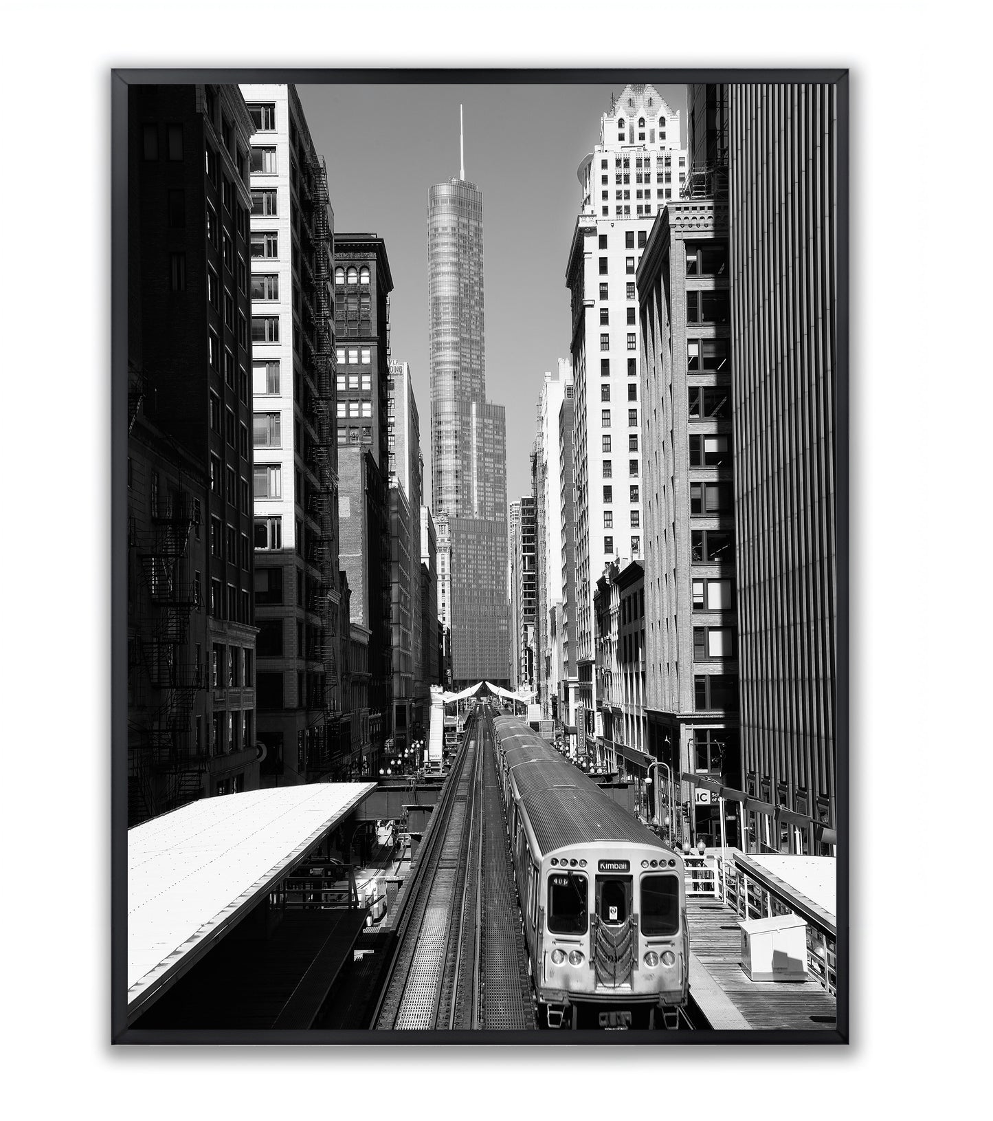 Chicago "L" and Trump Tower - Framed Photography Print