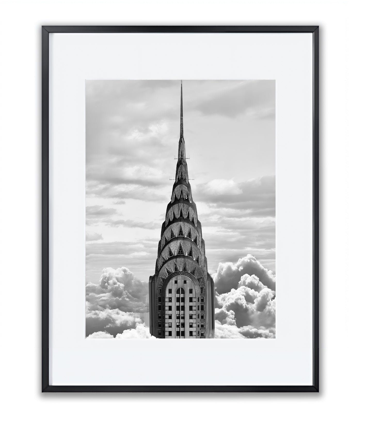 Chrysler Spire in the Clouds - Framed Photography Print