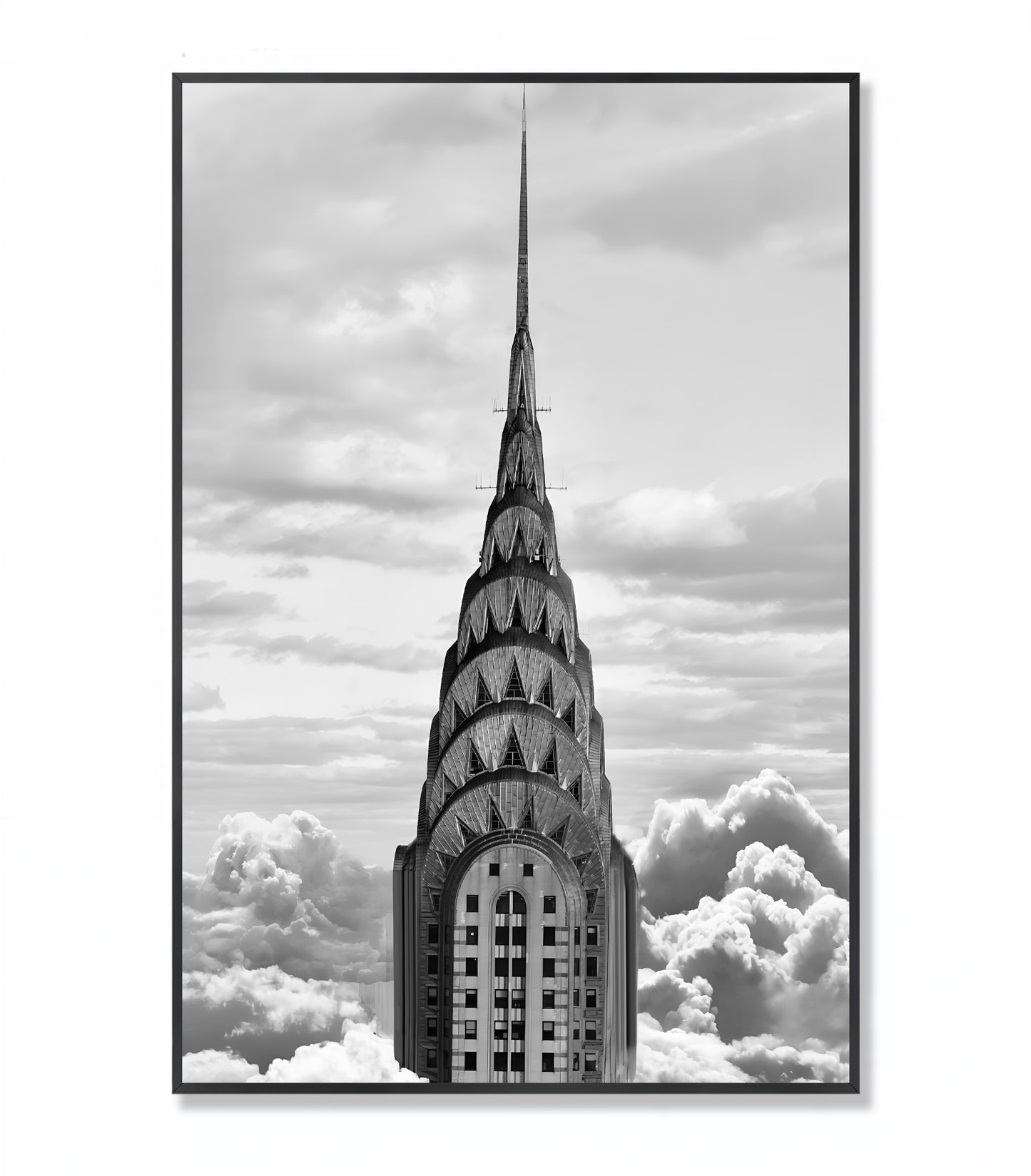 Chrysler Spire in the Clouds - Framed Photography Print
