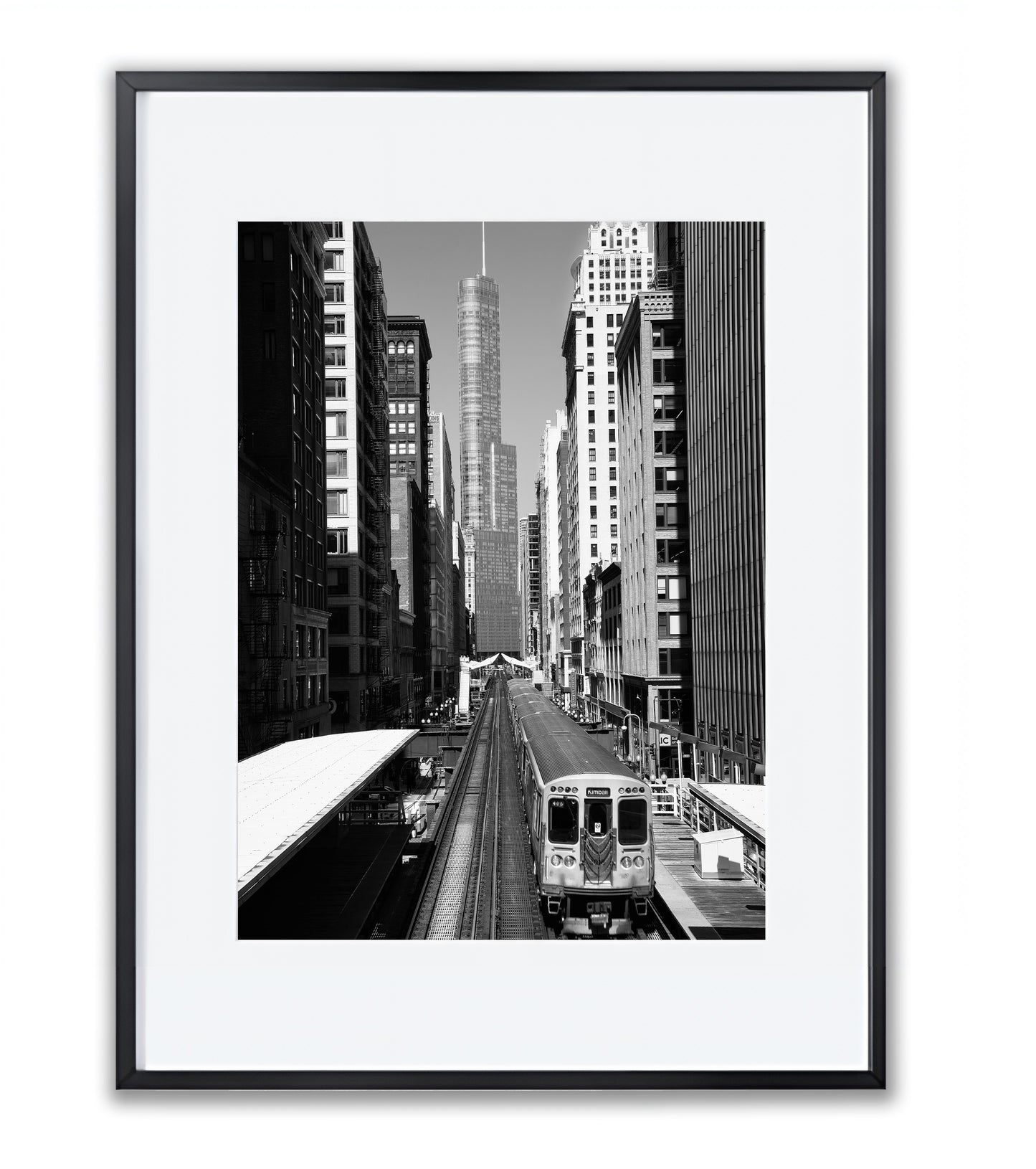 Chicago "L" and Trump Tower - Framed Photography Print