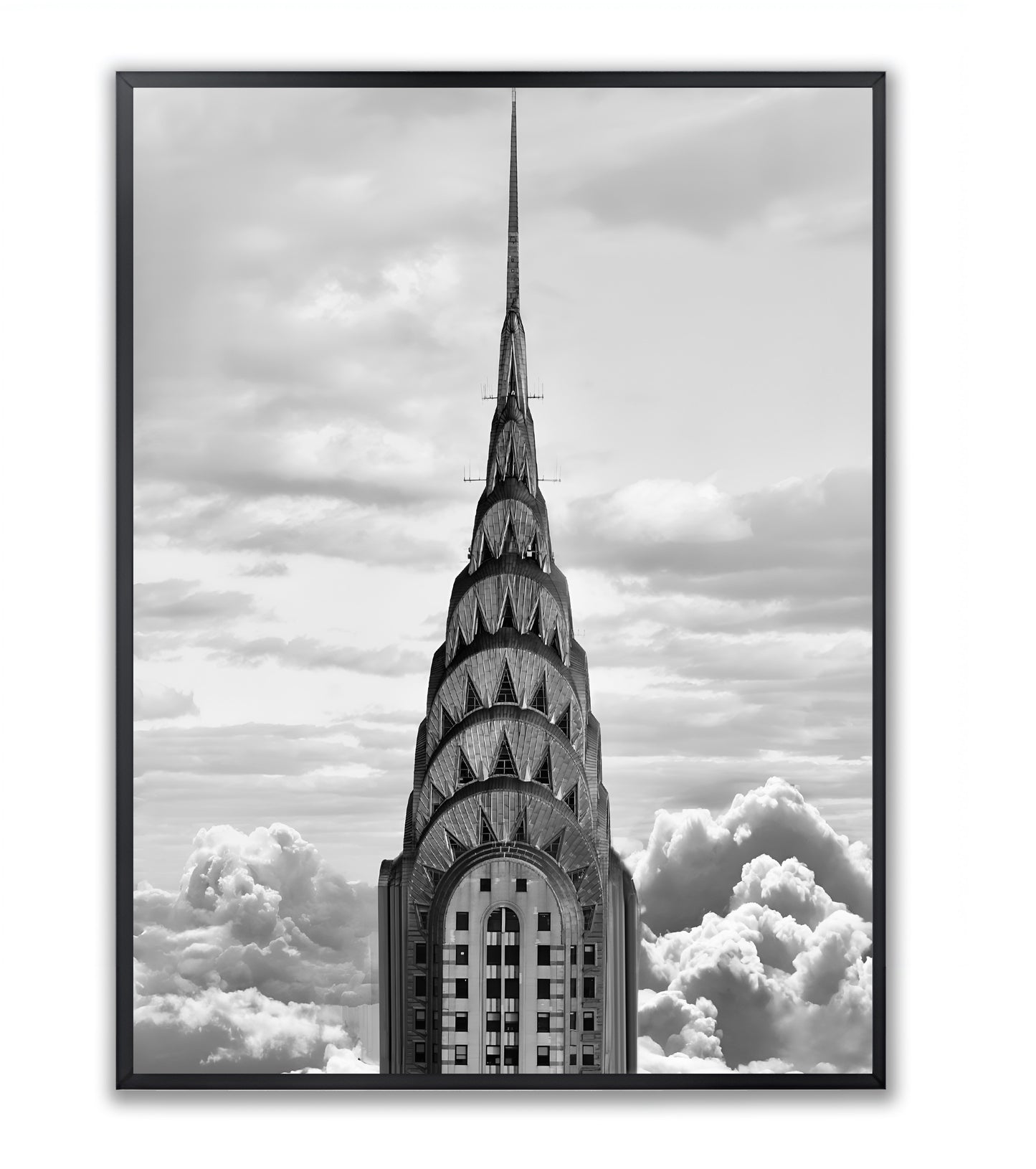 Chrysler Spire in the Clouds - Framed Photography Print
