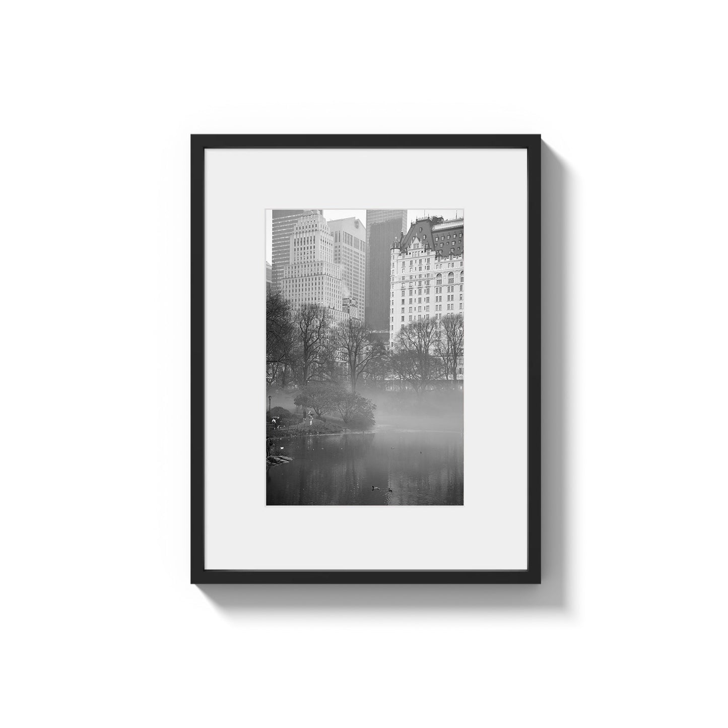 Urban Sanctuary in Fog: Central Park Scene - Framed Photography Print