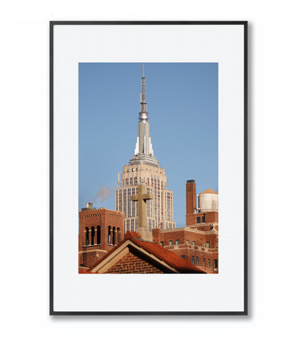 The Empire State building and the cross - Framed Photography Poster