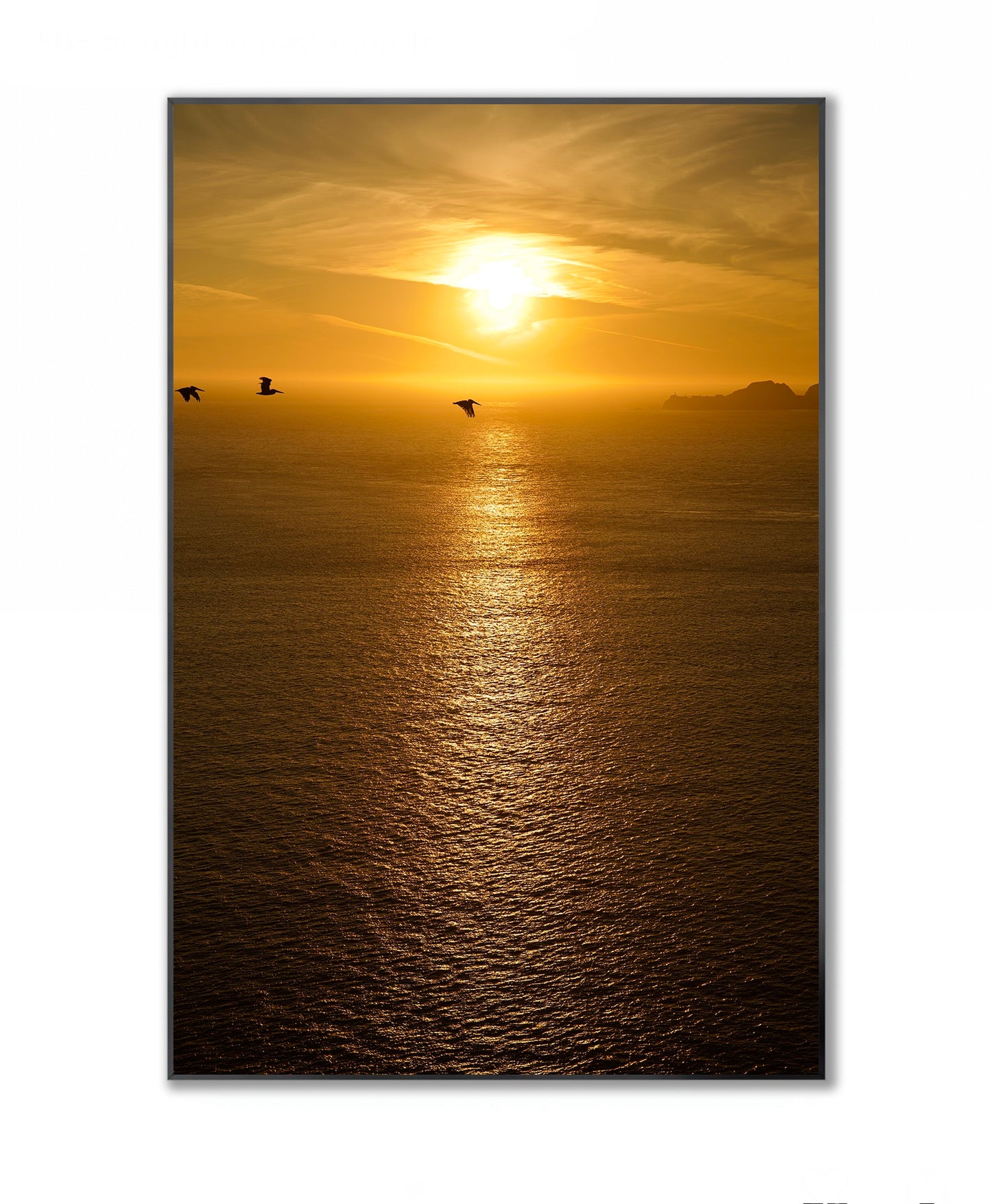 Golden Hour Serenity: Ocean Sunset in California - Framed Photography Print