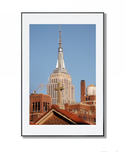 The Empire State building and the cross - Framed Photography Poster