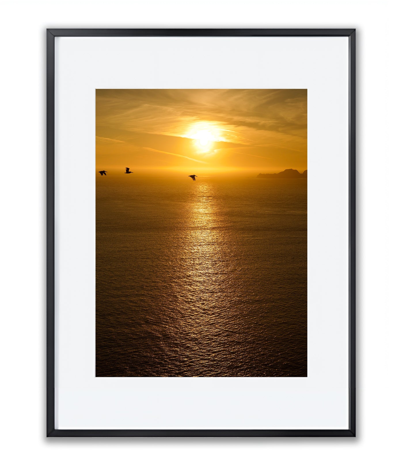 Golden Hour Serenity: Ocean Sunset in California - Framed Photography Print