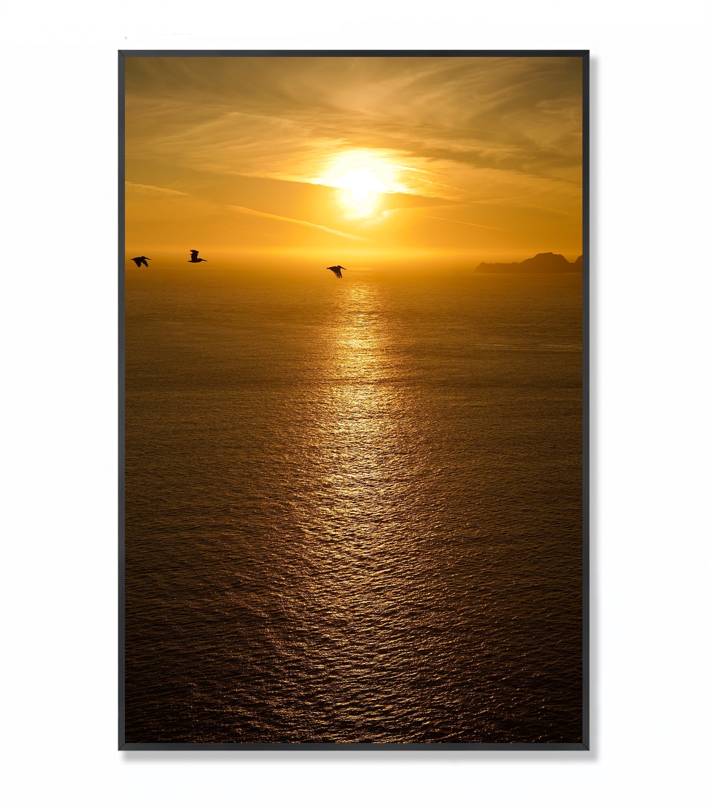 Golden Hour Serenity: Ocean Sunset in California - Framed Photography Print
