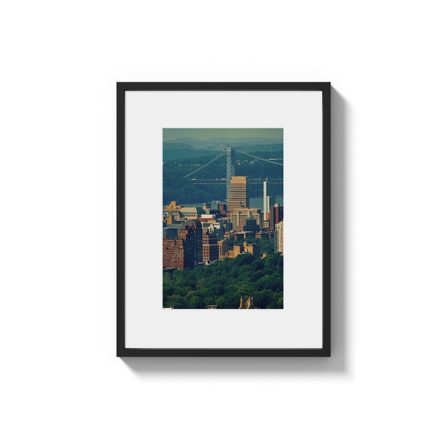 George Washington Bridge Over Green - Framed Photography Print