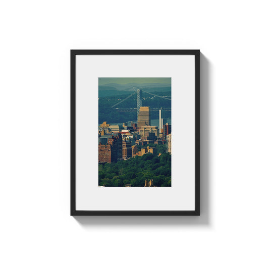 George Washington Bridge Over Green - Framed Photography Print