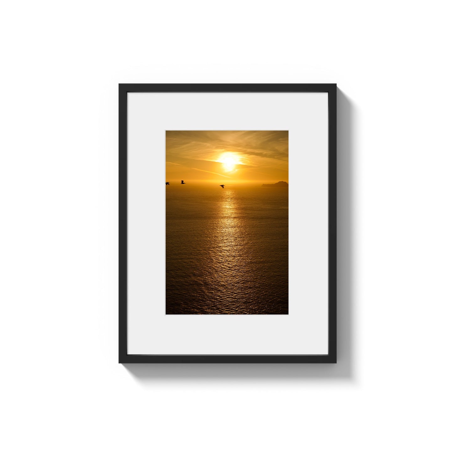 Golden Hour Serenity: Ocean Sunset in California - Framed Photography Print