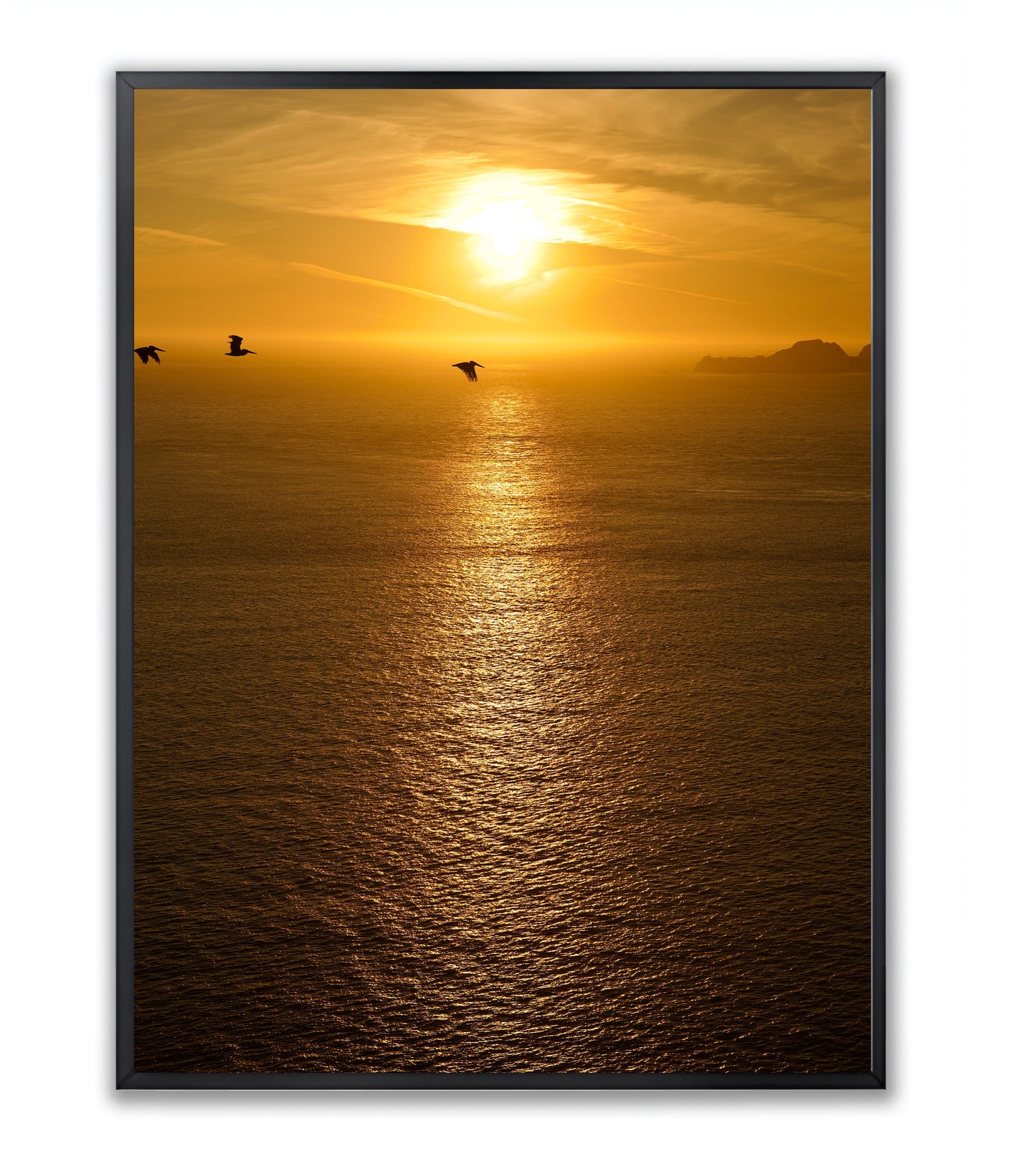 Golden Hour Serenity: Ocean Sunset in California - Framed Photography Print
