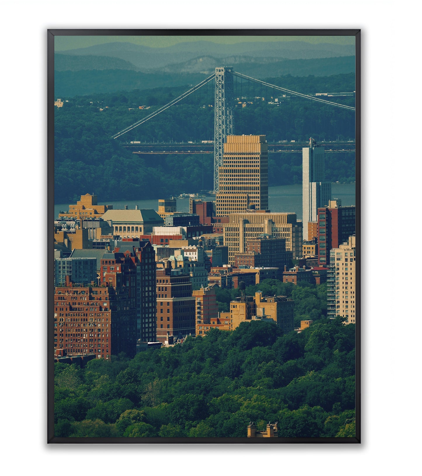George Washington Bridge Over Green - Framed Photography Print