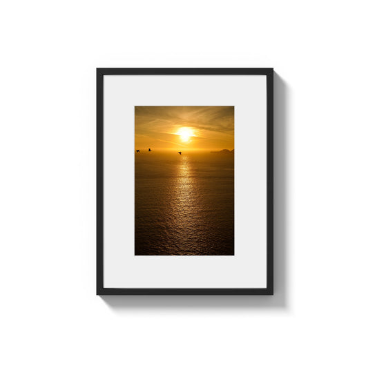 Golden Hour Serenity: Ocean Sunset in California - Framed Photography Print