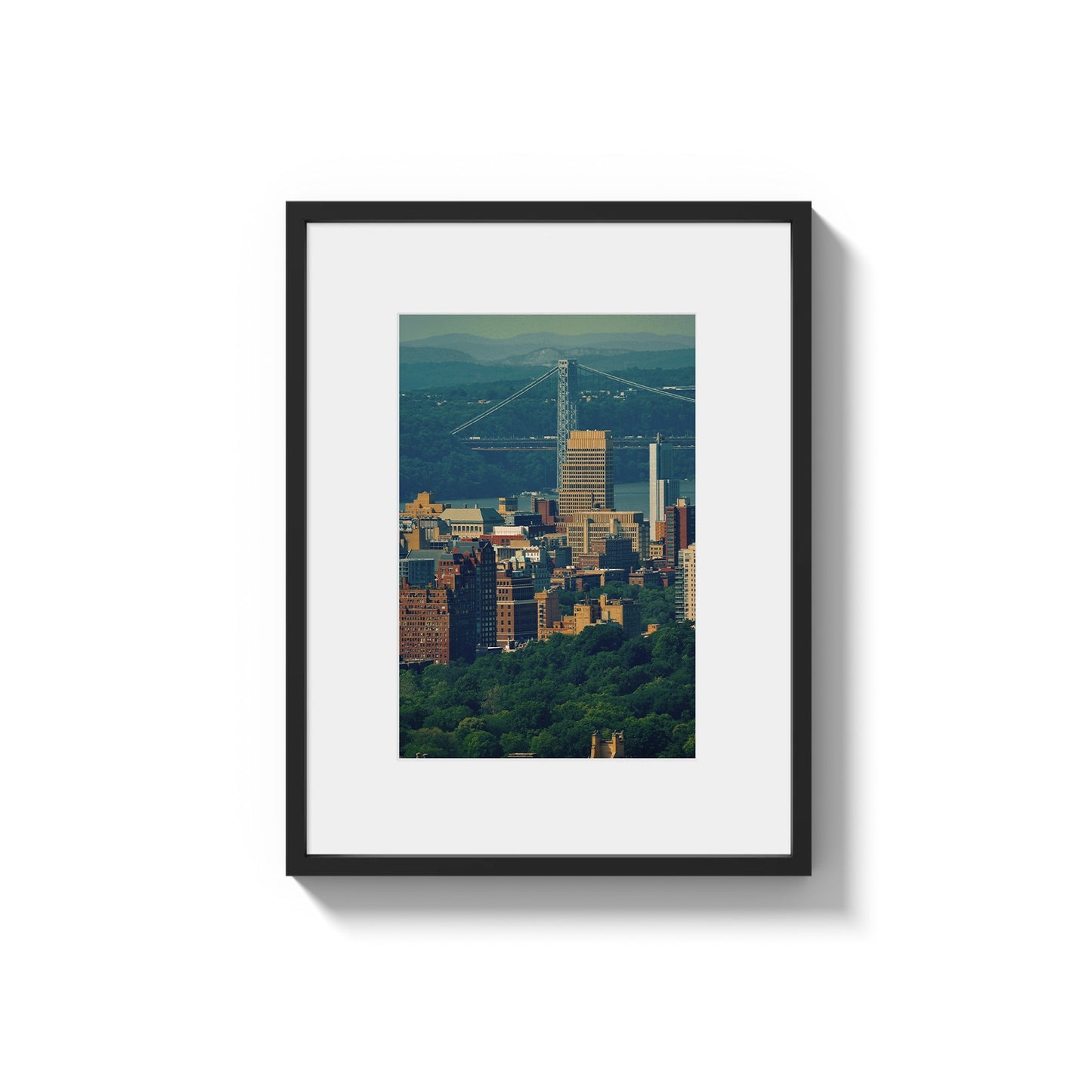 George Washington Bridge Over Green - Framed Photography Print