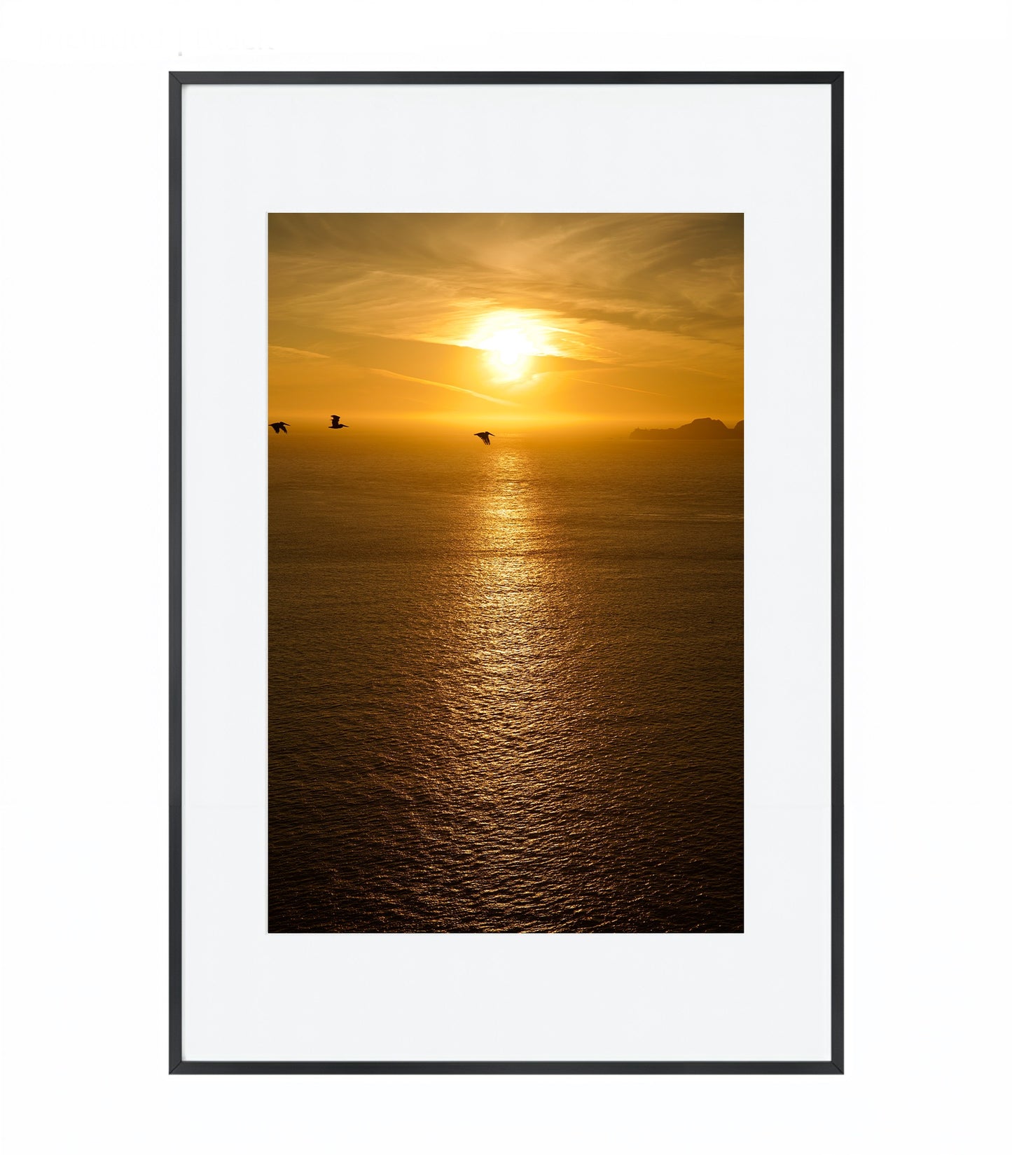 Golden Hour Serenity: Ocean Sunset in California - Framed Photography Print