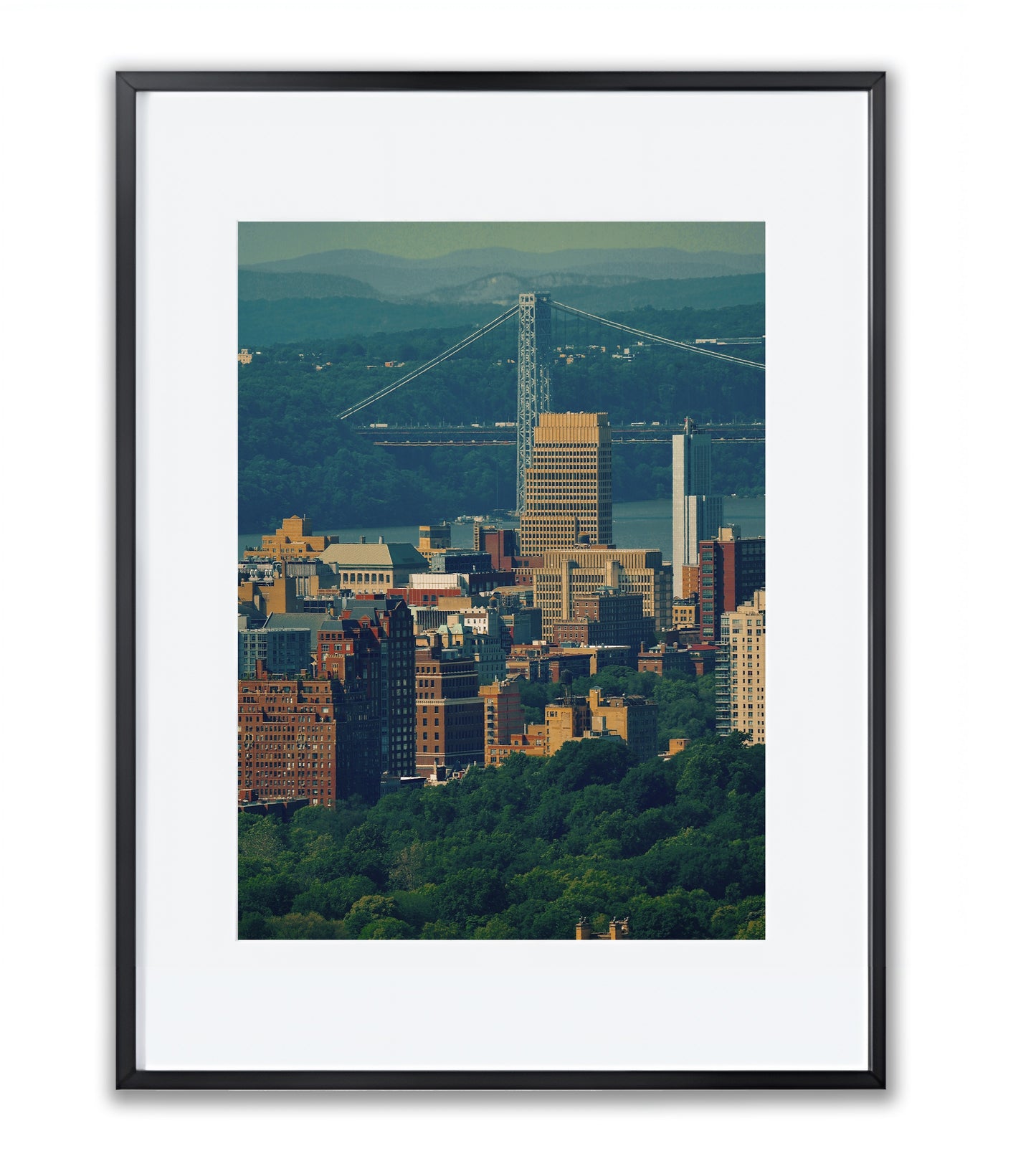 George Washington Bridge Over Green - Framed Photography Print