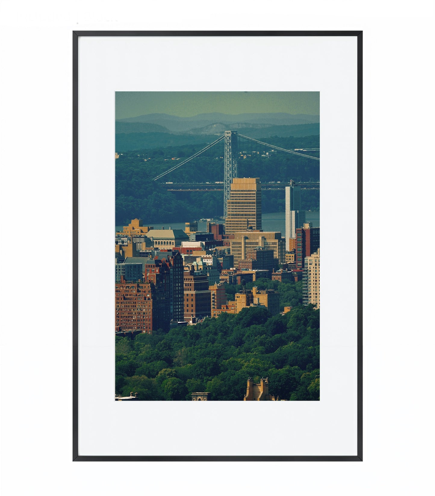 George Washington Bridge Over Green - Framed Photography Print