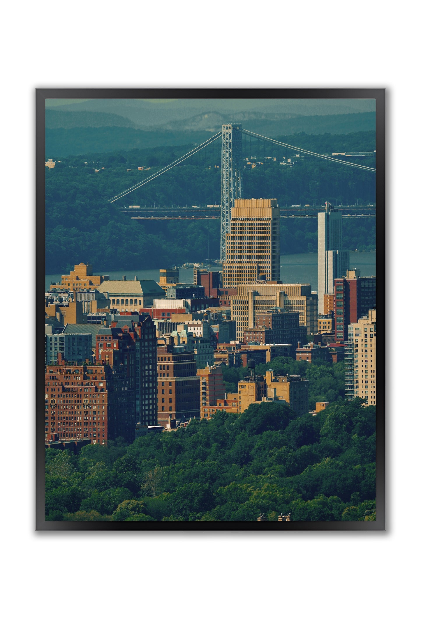 George Washington Bridge Over Green - Framed Photography Print
